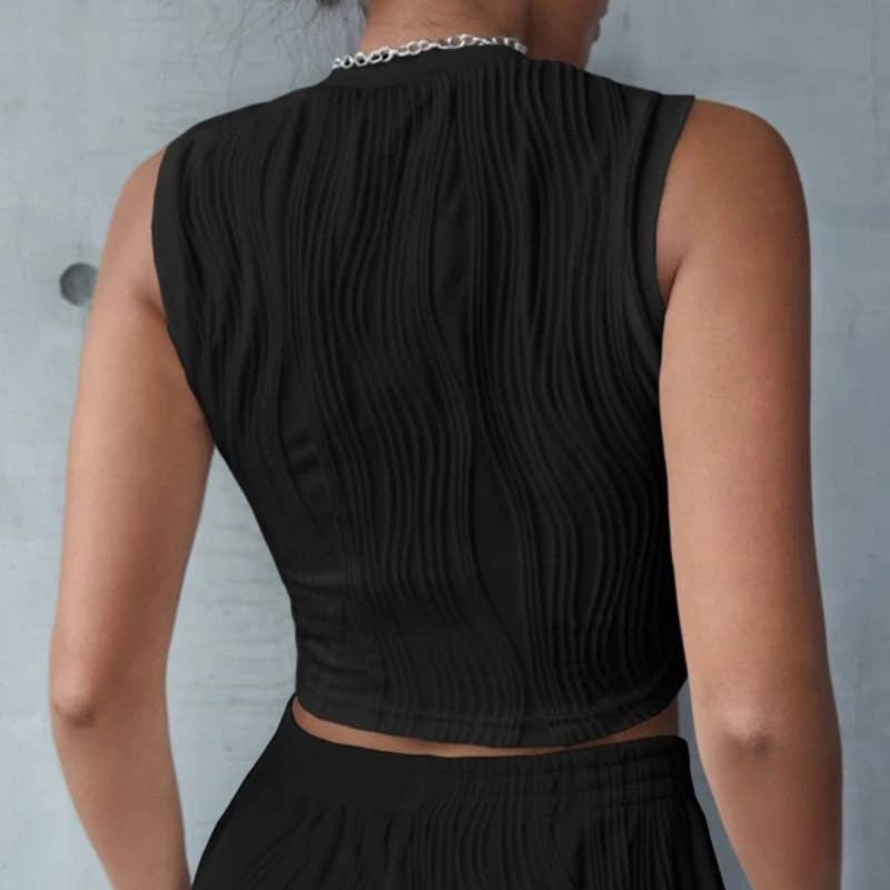 TEMPERAMENT SLEEVELESS CREW NECK SLIM-FIT VEST