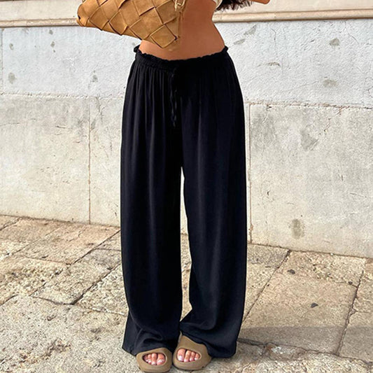 Solid color loose straight tube drop knit pants