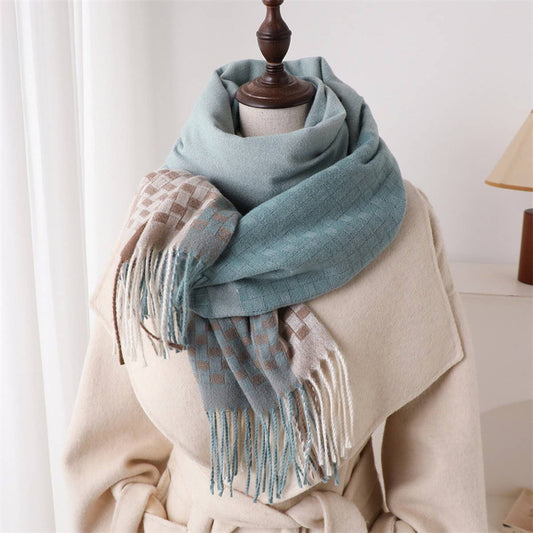 Woven Plaid Fringe Scarf Warm Winter Shawl Wrap_CWASC2779