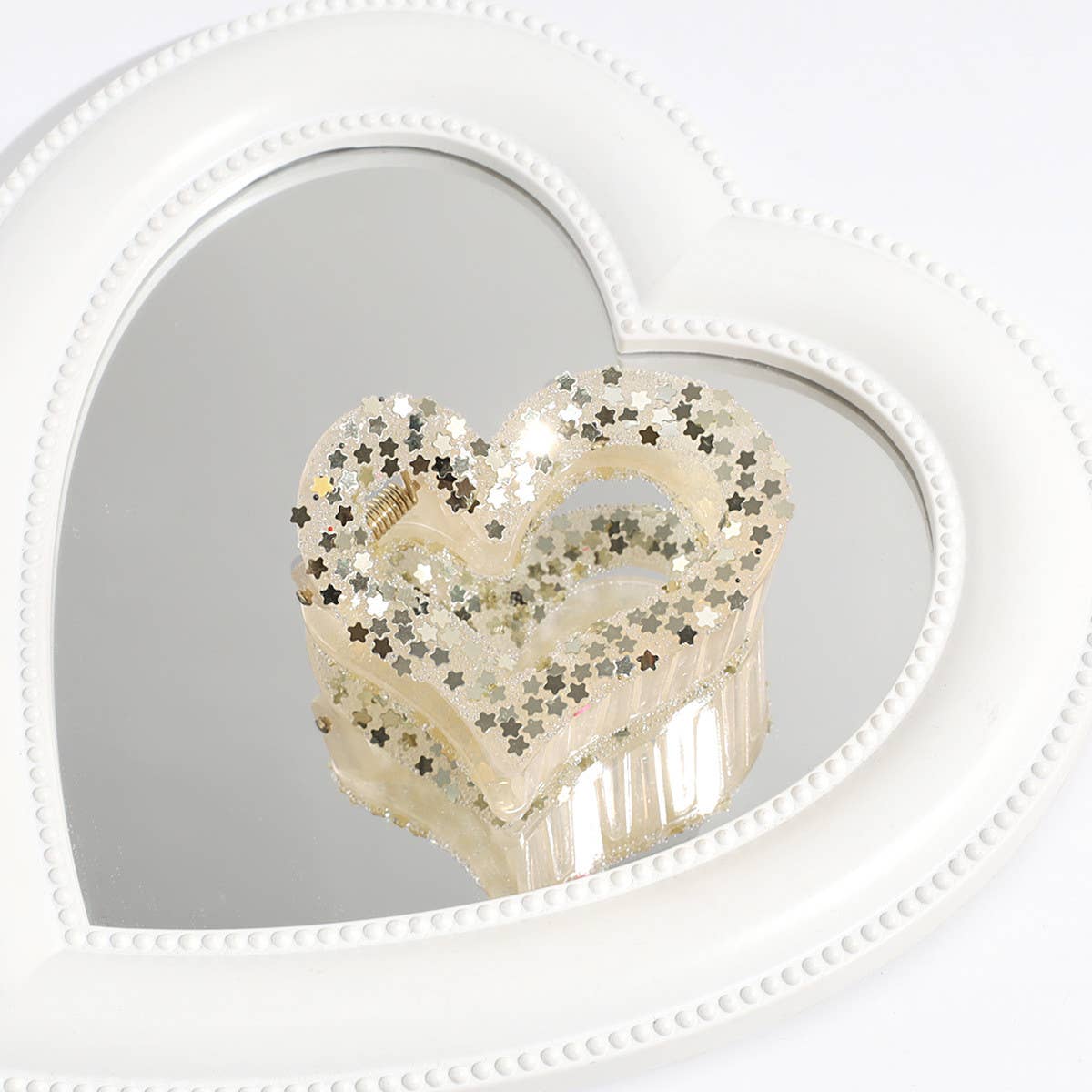 Heart & Star Glitter Hair Claw,Sweet Back Bun Clip