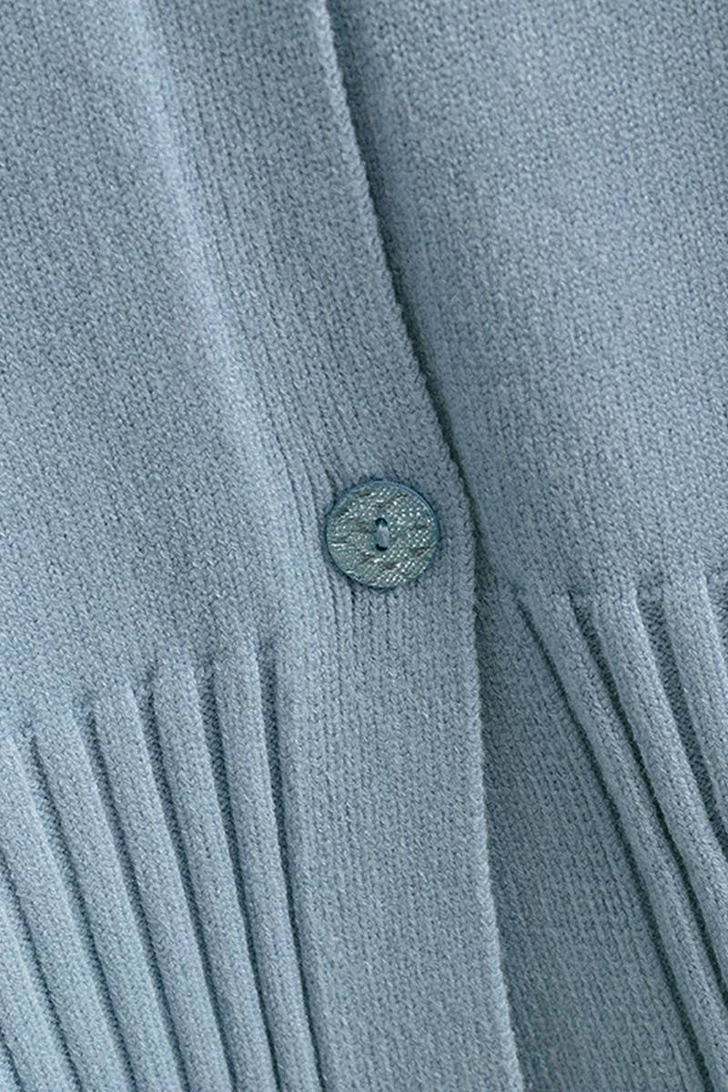 CWOCAL00665_V NECK SOLID LOOSE KNIT CARDIGAN SWEATER