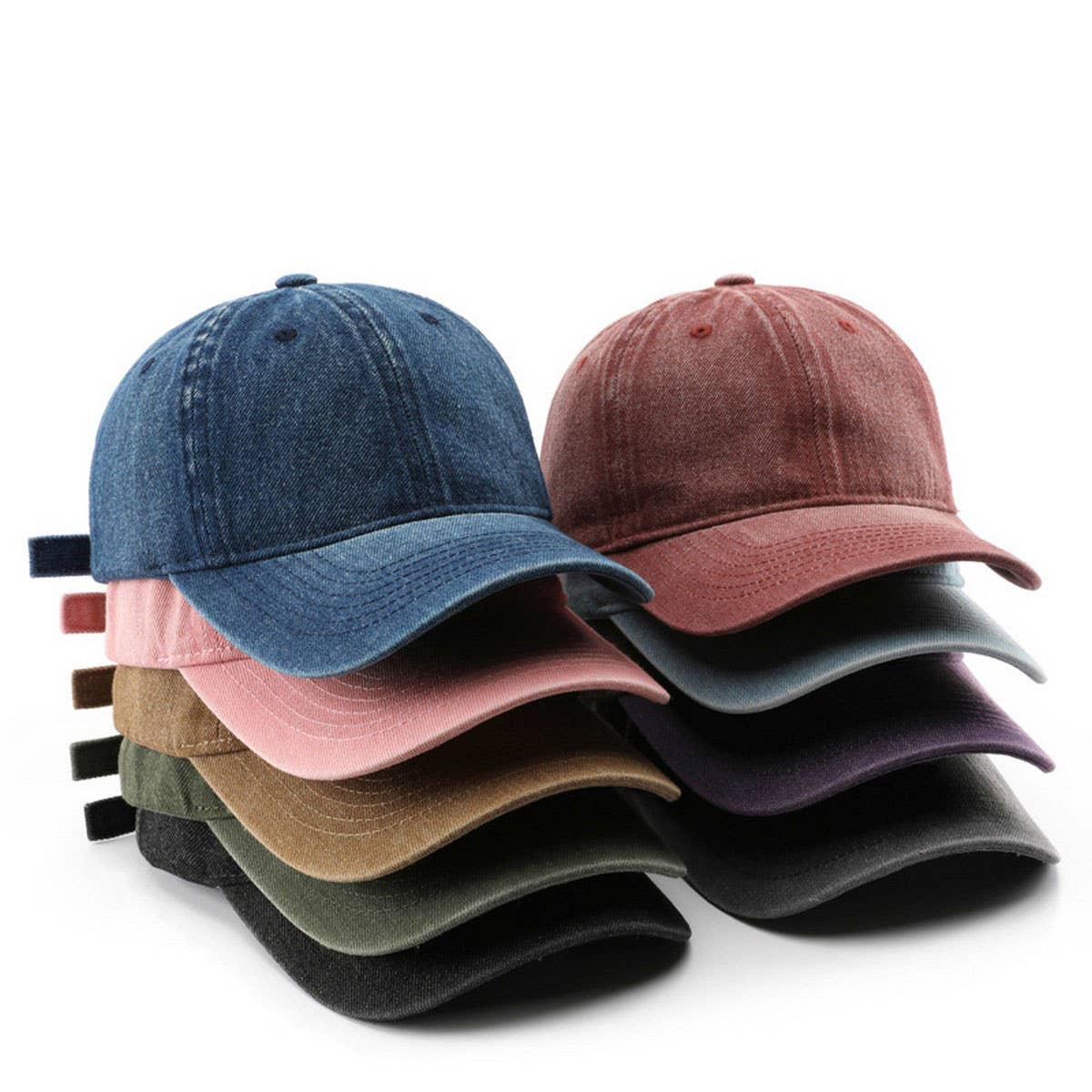 Autumn Winter Washed Denim Baseball Cap, Unisex_CWAH2824
