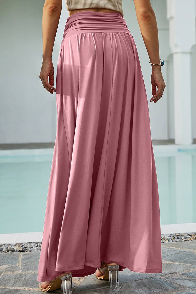 CWBLS116-P_CASUAL LONG LENGTH MAXI STYLE WAIST LIGHT SKIRT