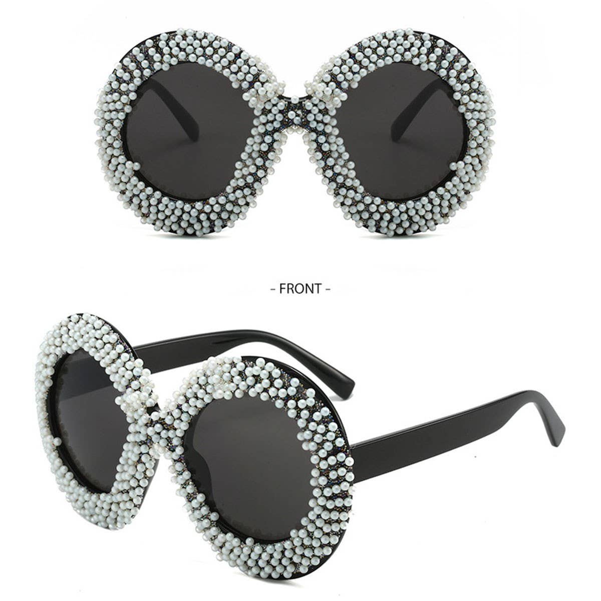 LARGE FRAME OVAL RHINESTONE SUNGLASSES
