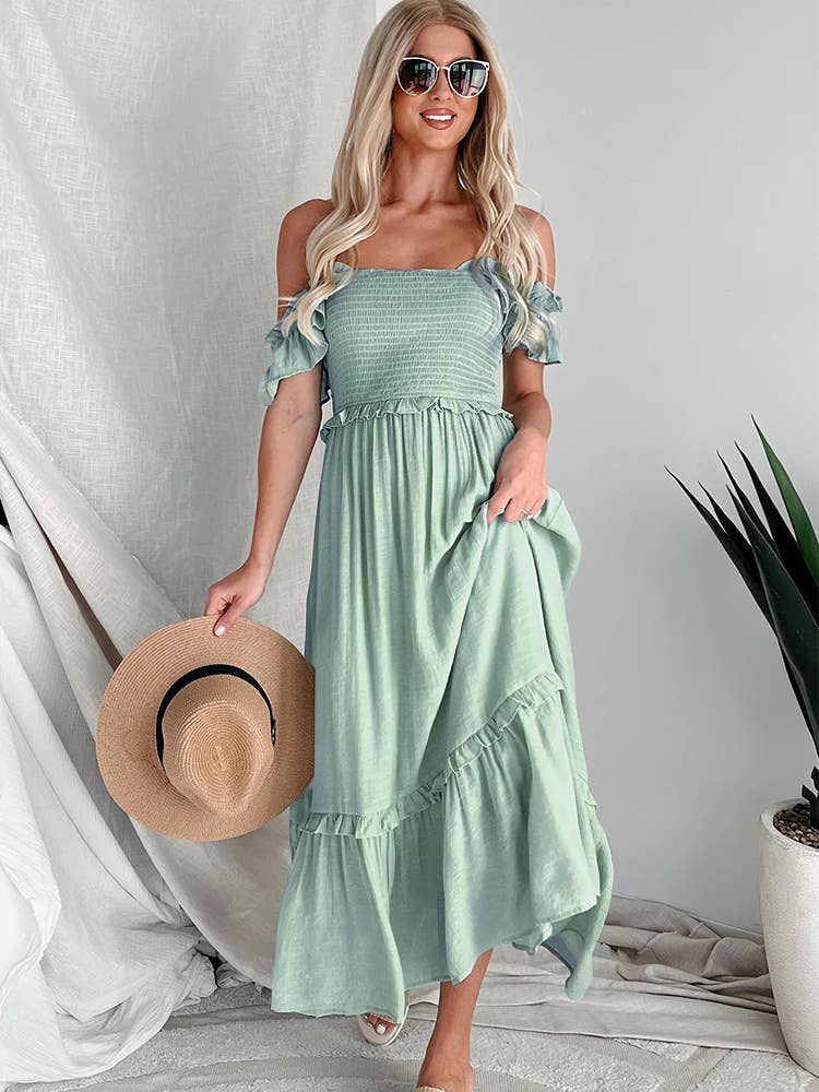 Backless long cable top top swing dress