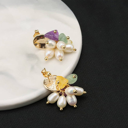 NEW HIGH-END RETRO NATURAL PEARL EARRINGS