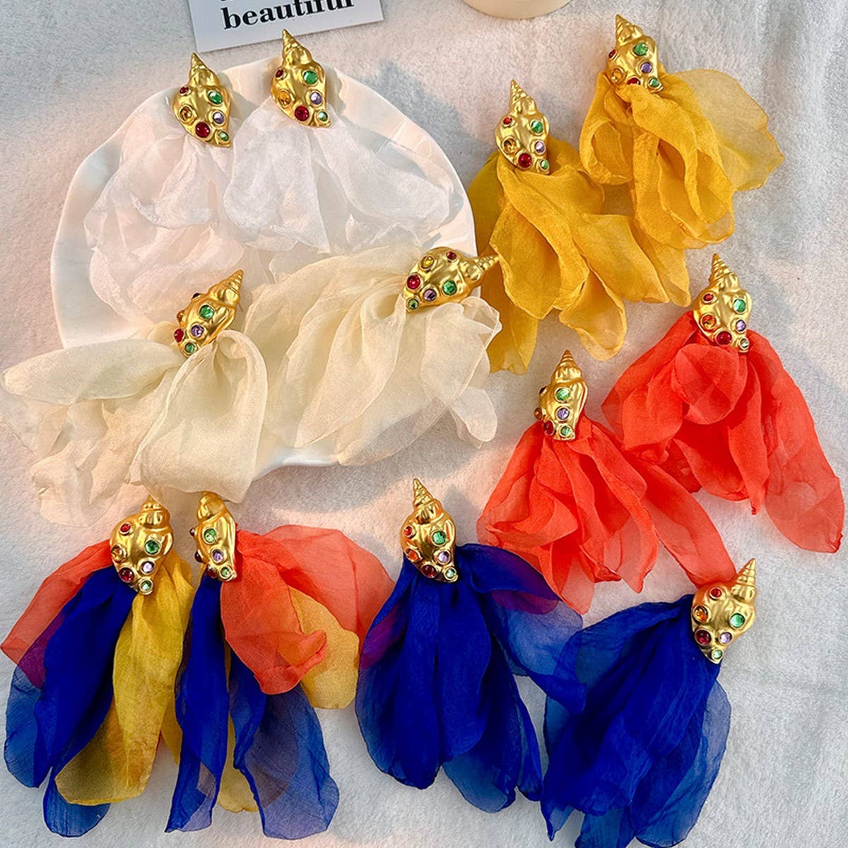 Handmade Floral Seashell Earrings ? Beach Style