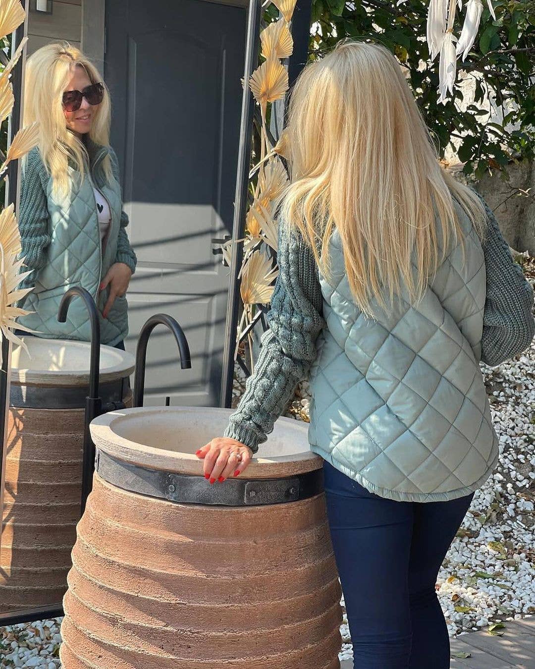 ZIPPER LONG SLEEVE STAND-UP COLLAR QUILTED JACKET