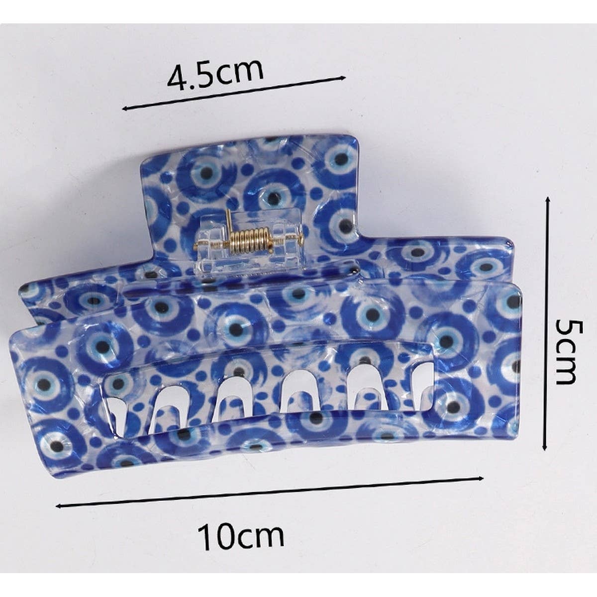 CWAHA1612_RECTANGULAR PRINT BLUE SERIES HAIR CLAW CLIP