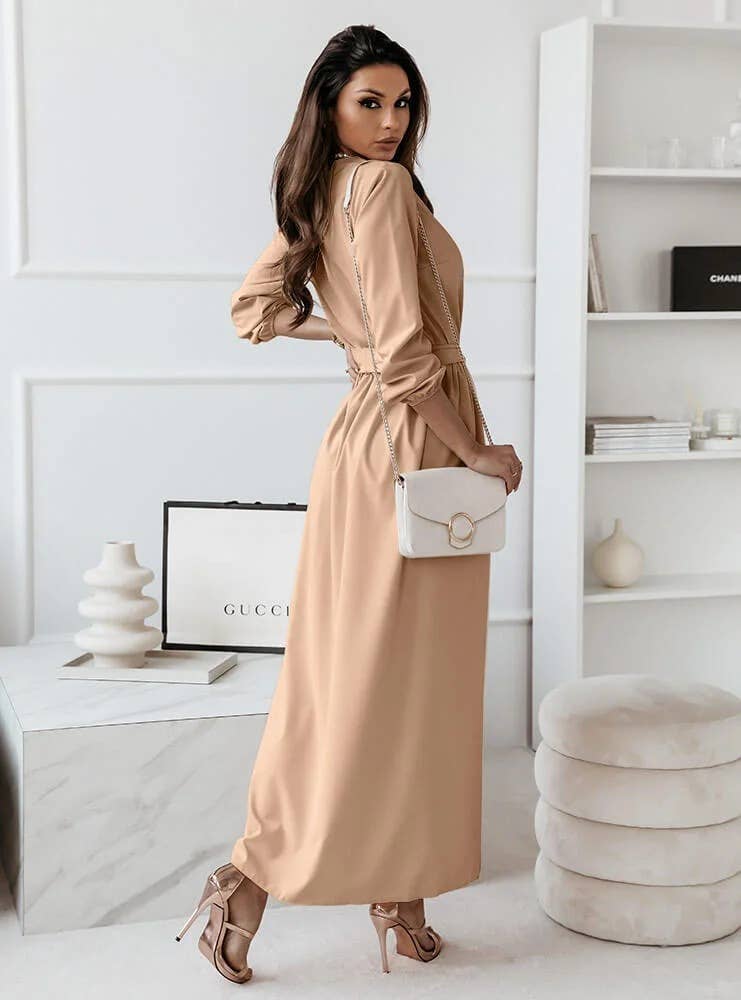 TEMPERAMENT WAIST SLIM SKIRT LONG SLEEVE DRESS