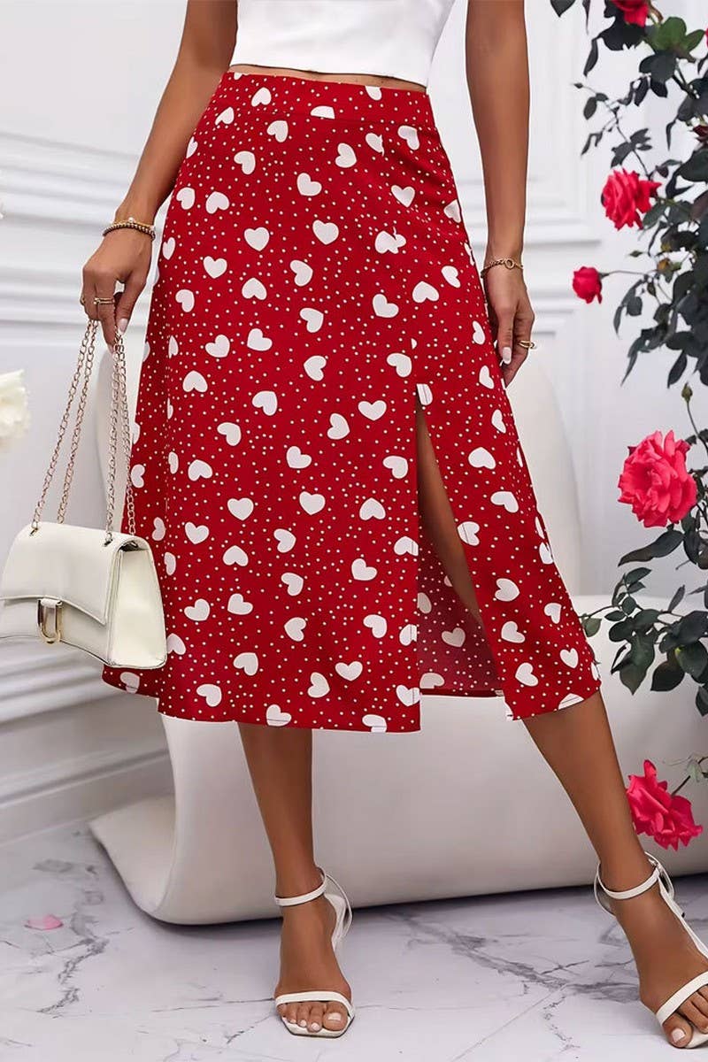 CWBMS0427_SUMMER POLKA DOT HEART SLIT A-LINE SKIRT