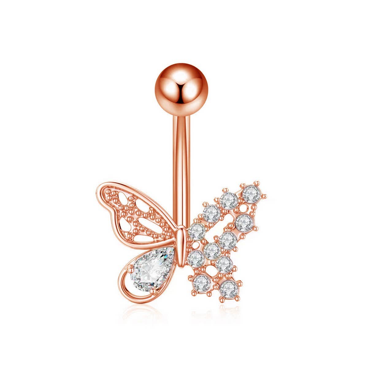 Butterfly CZ Belly Ring Copper Stainless Steel_CWMM9319