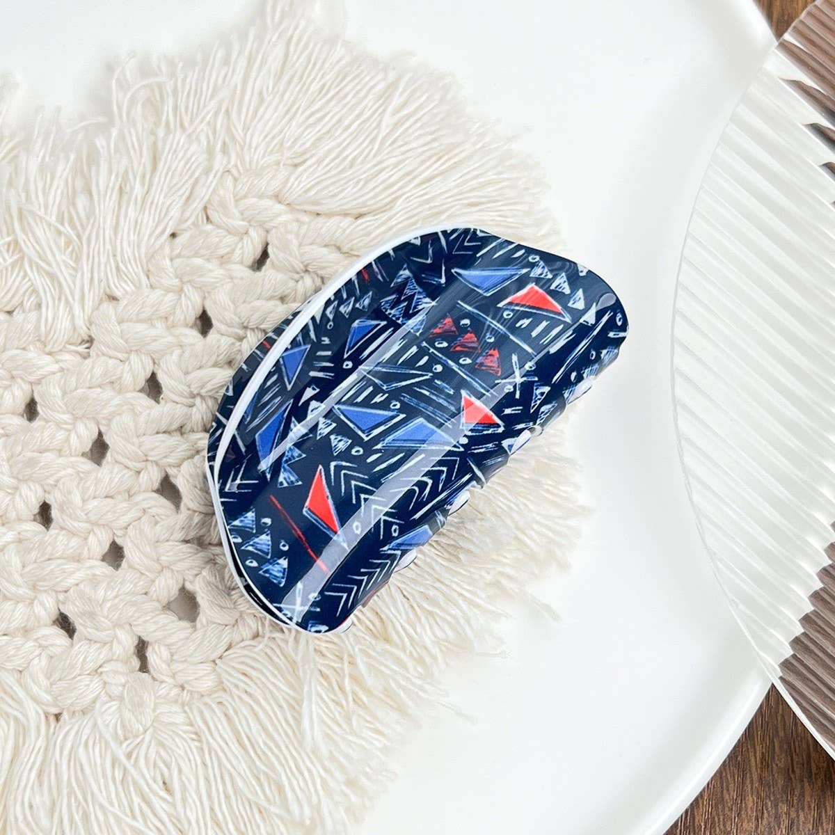 Bohemian Polka Dot Acrylic Hair Claw Unique Design_CWAHA2074