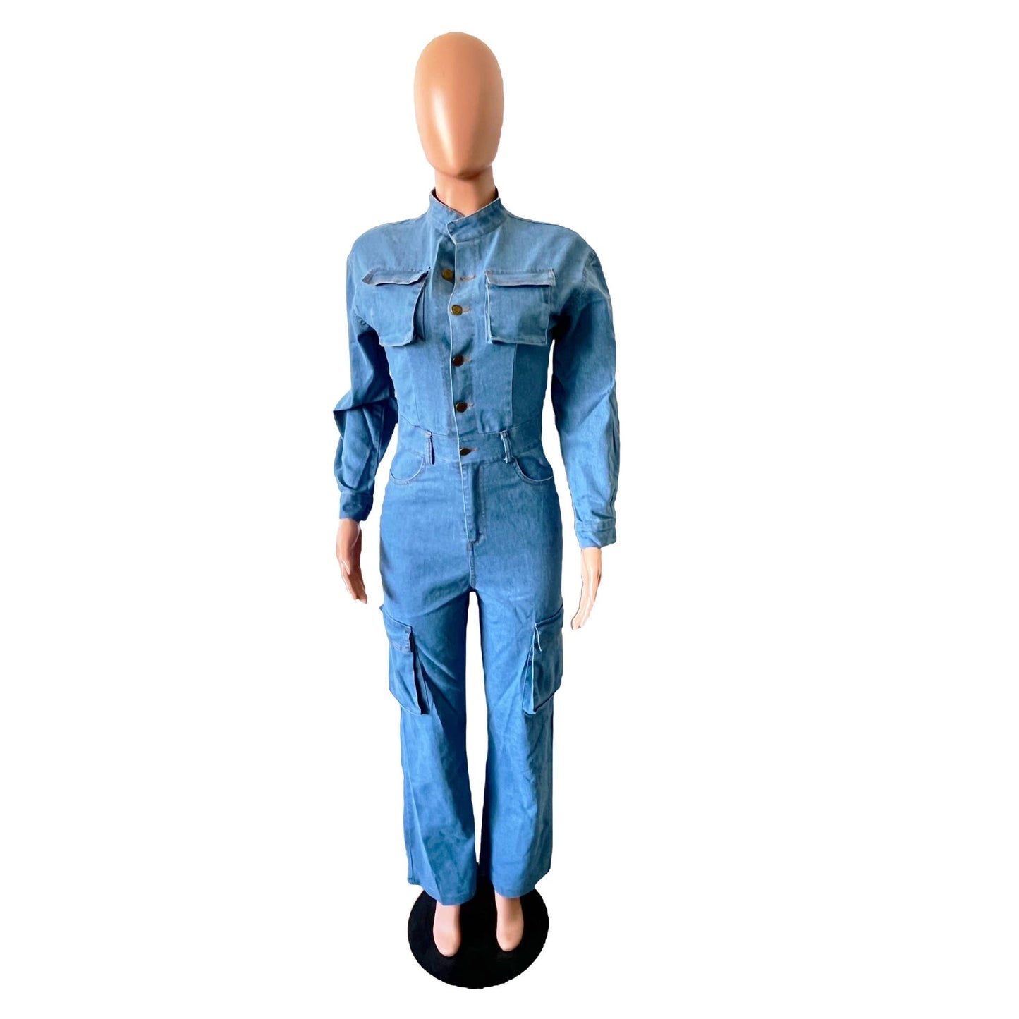 STRETCH ORGAN BAG WASH DENIM ROMPER