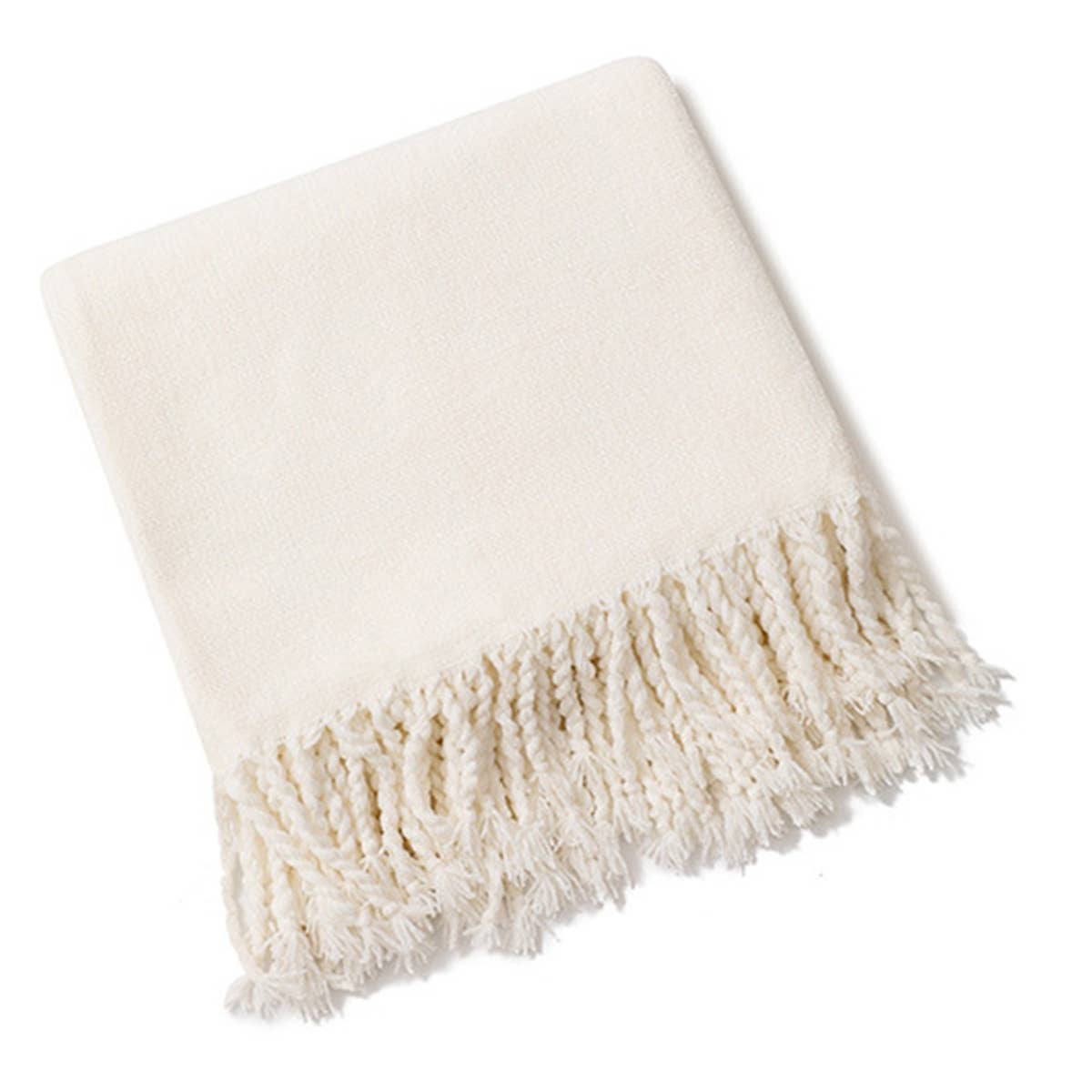 FRINGED SOFT AND WARM KNITTED BLANKET