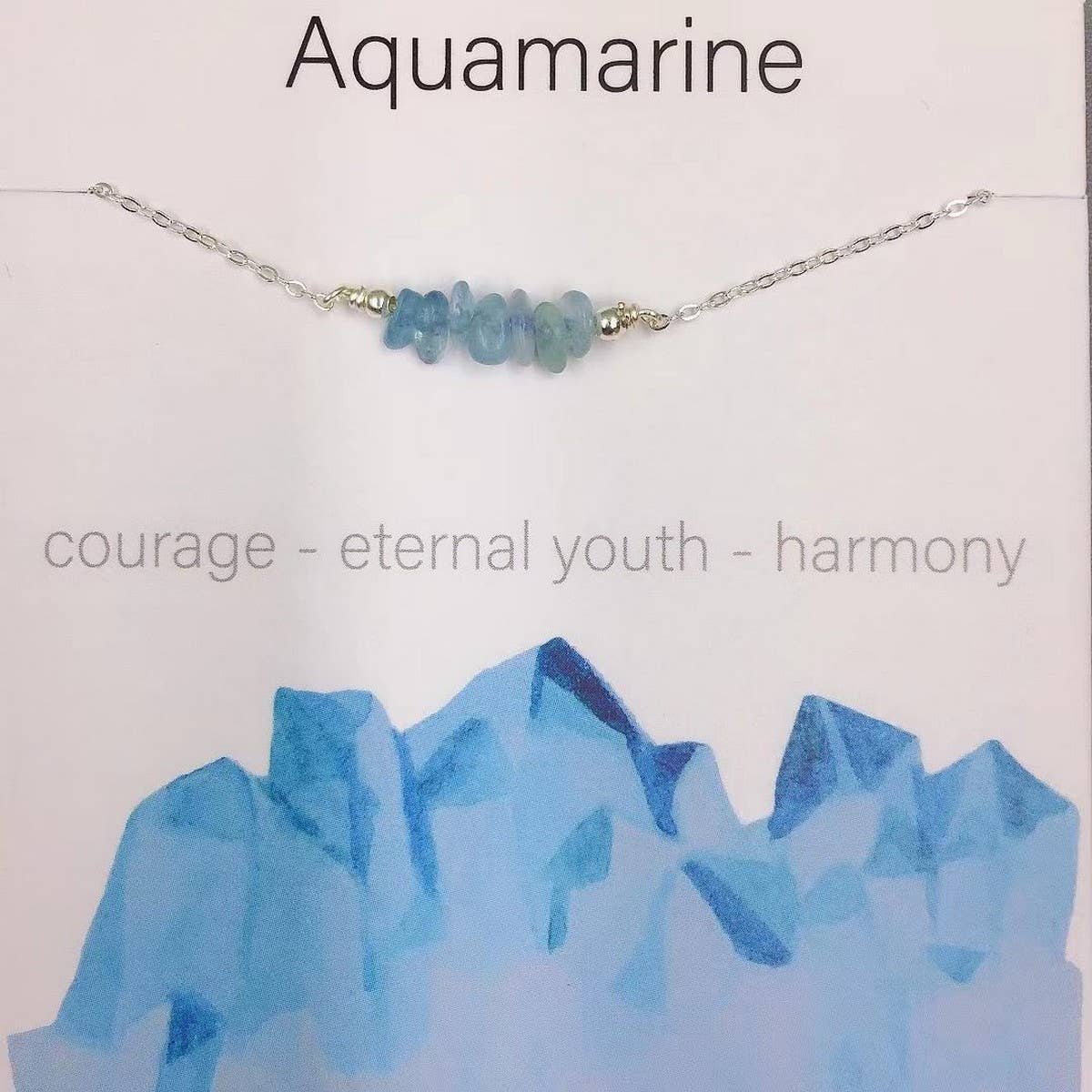 SILVER CHAIN NATURAL STONE NECKLACE WITH CARD