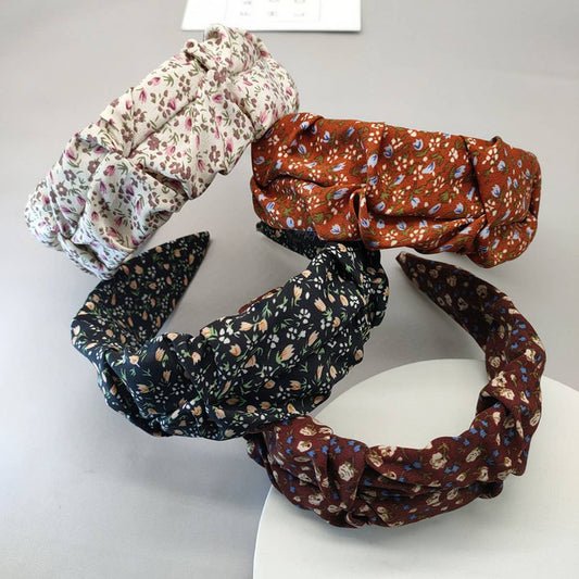 TRENDY FLORAL PLEATED HEADBAND