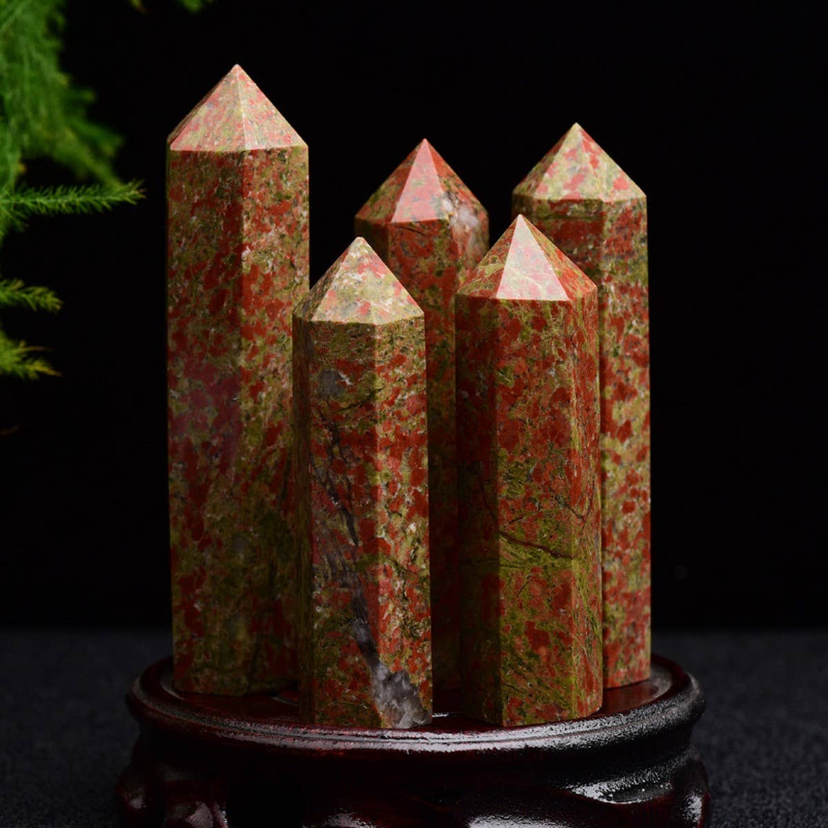 Natural Chrysoprase Hexagon Crystal Tower