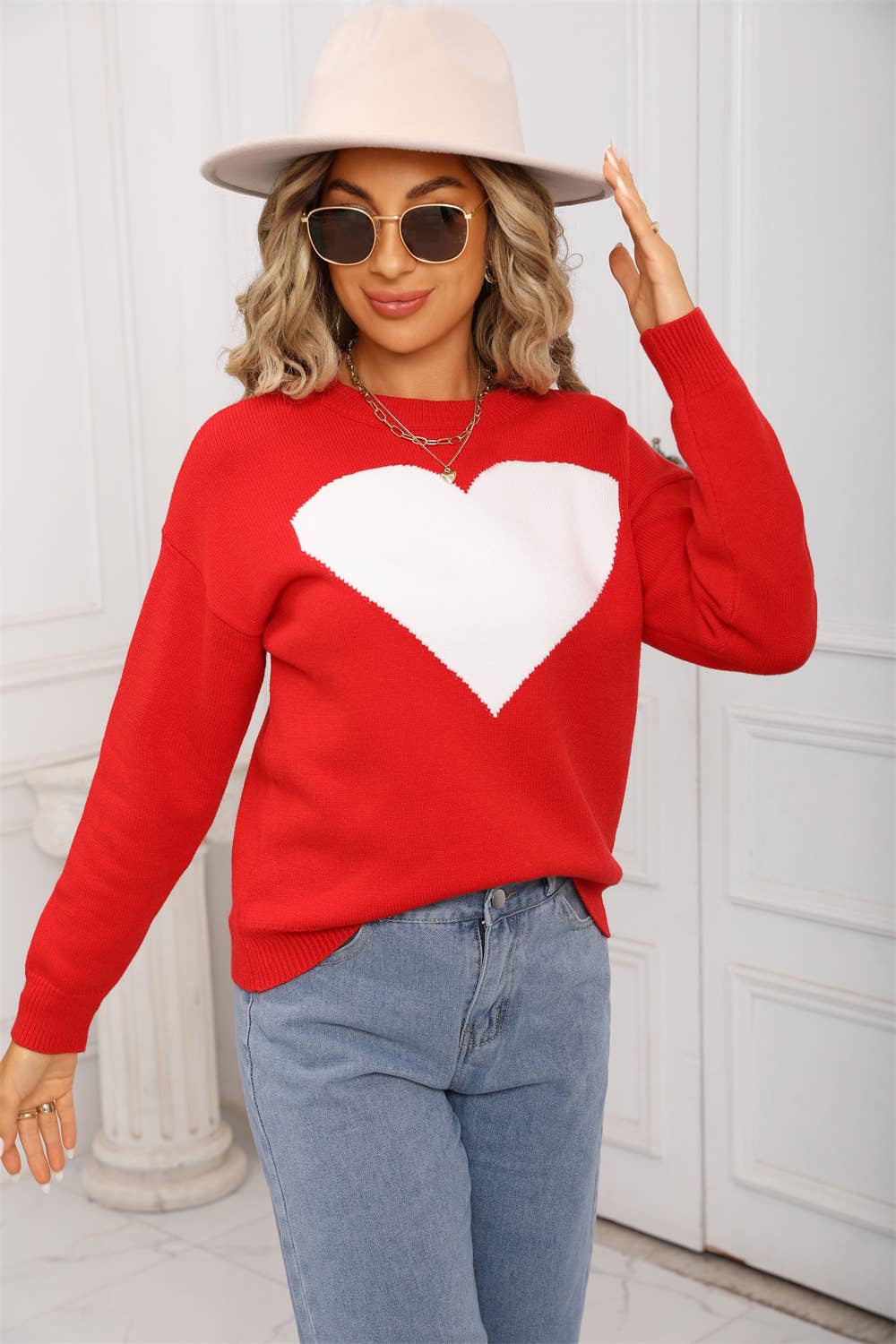 Languid lazy wind gentle pink love knit sweater