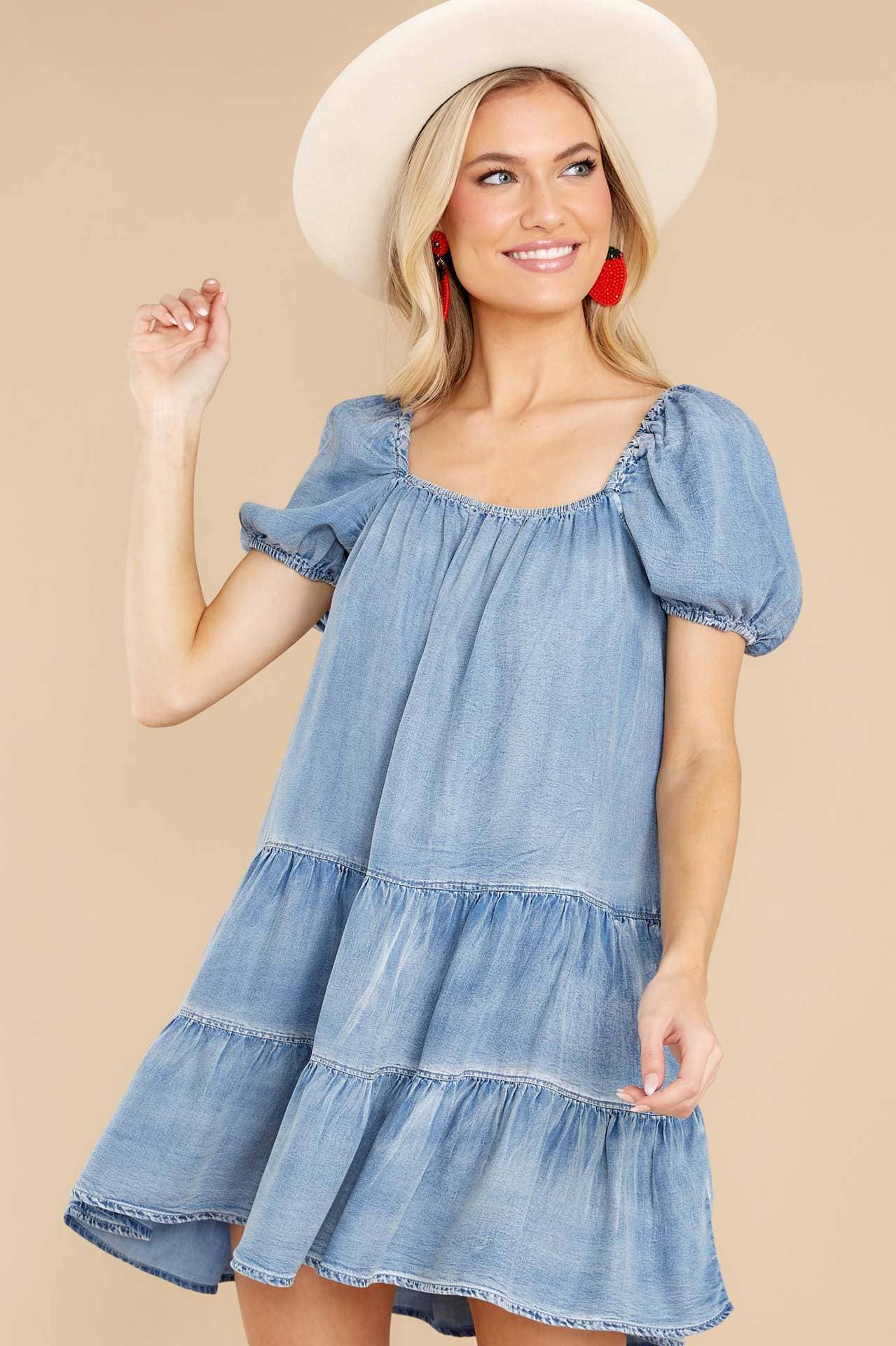 Fashion Loose Short Sleeve Denim Cake Dress