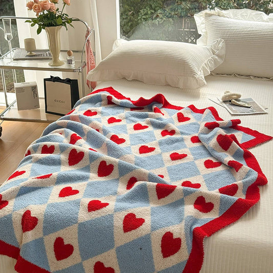SWEET STYLE LOVE KNITTED WOOL THROW BLANKET