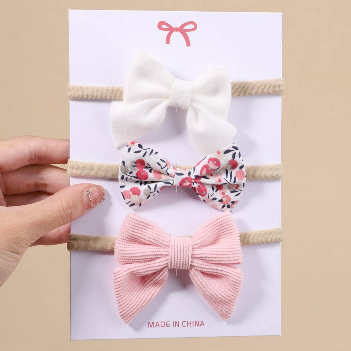 Corduroy Bow Baby Headband Set for Girls