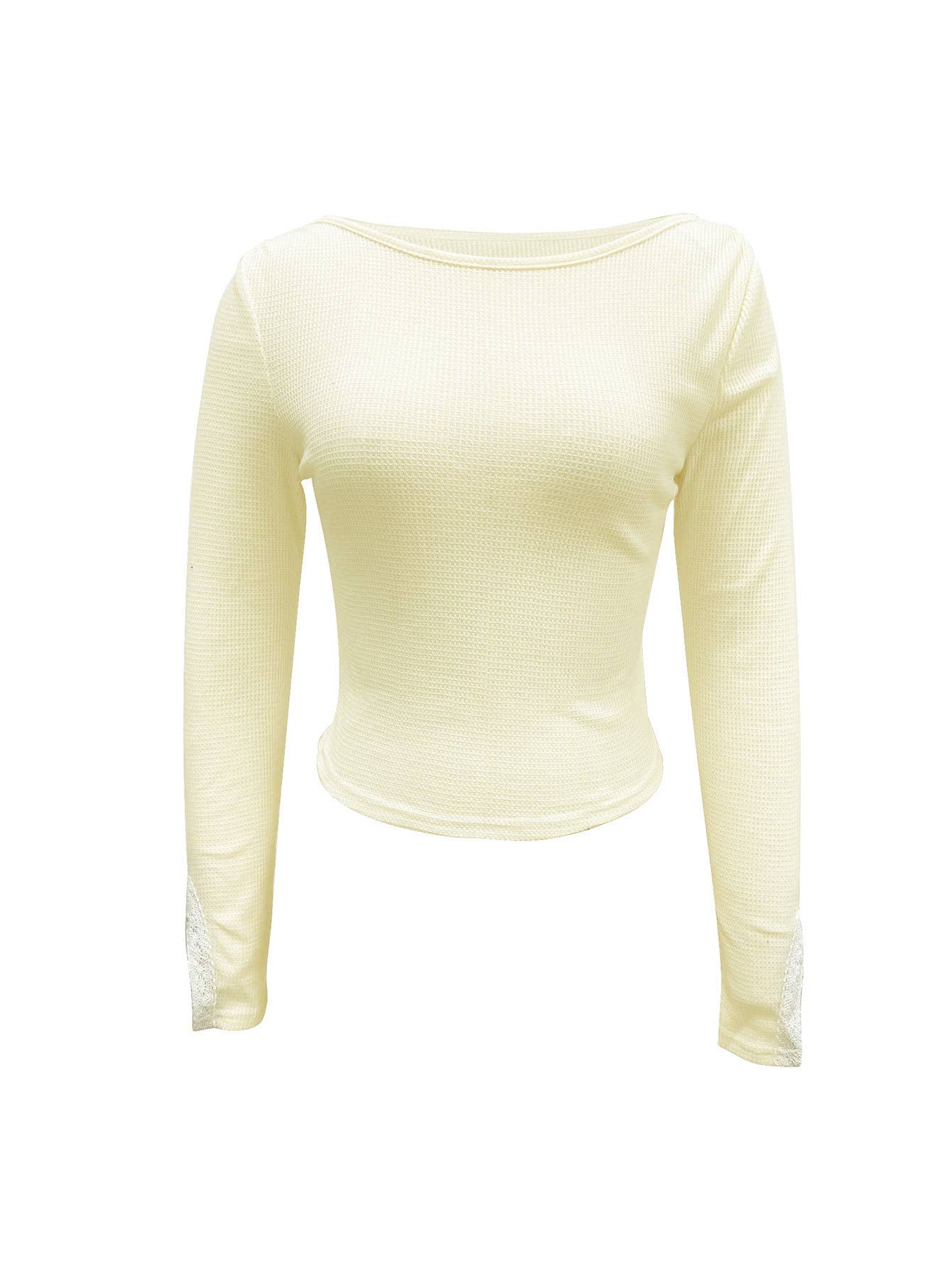 Knitted lace long-sleeved one-shoulder slim top