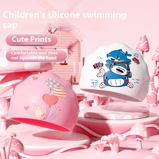 Kids Swim Cap Cartoon Cute Waterproof Silicone Hat