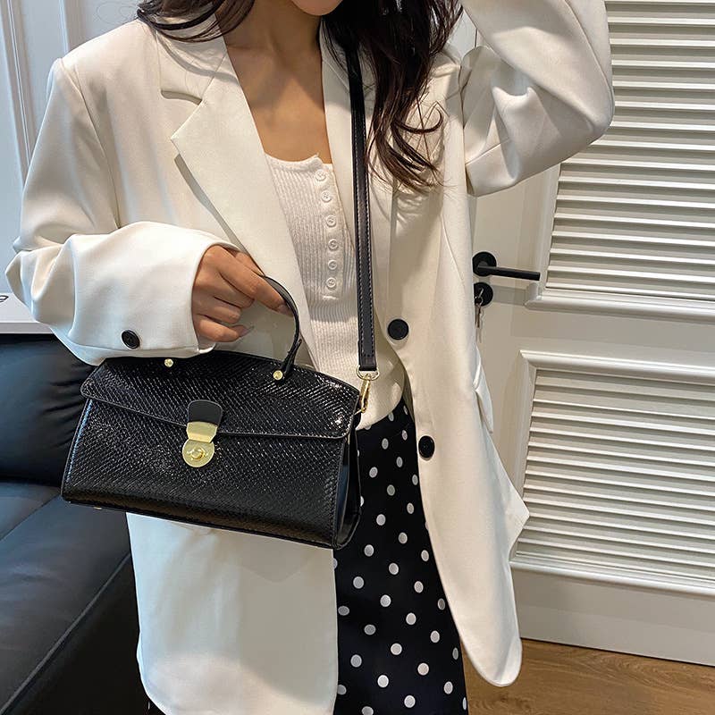 Large-capacity snake-patterned hand-held tote bag