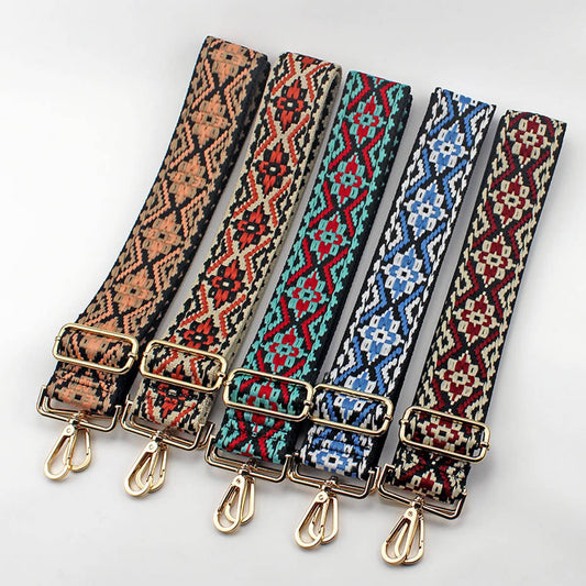 GEOMETRIC EMBROIDERY ADJUSTABLE BAG STRAP