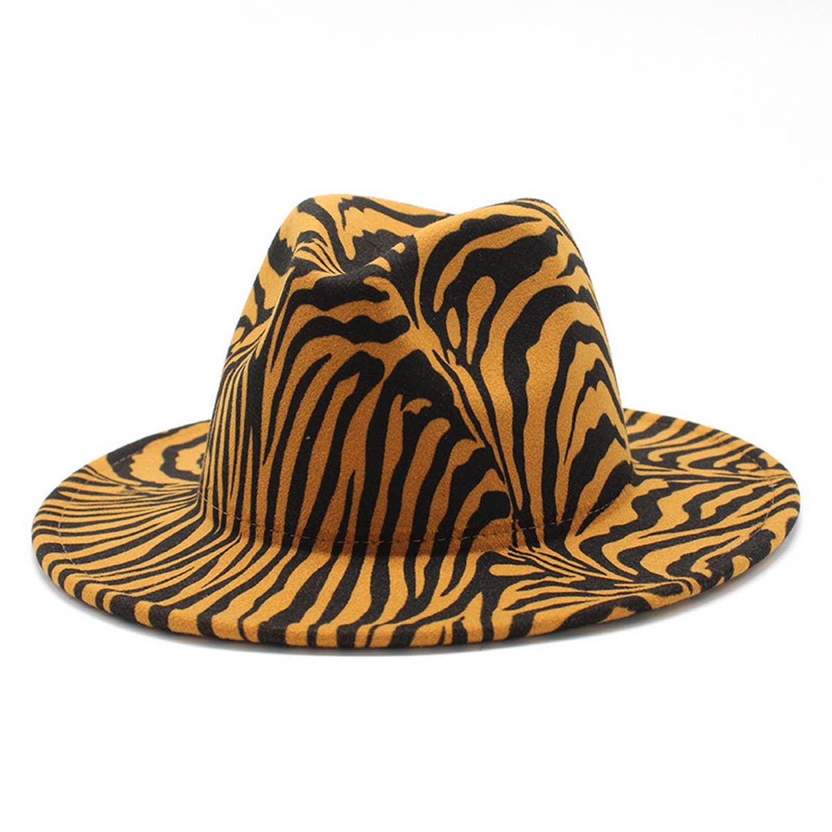 JAZZ HAT WOOLEN HAT COW PATTERN FLAT BRIM HAT_CWAH2540