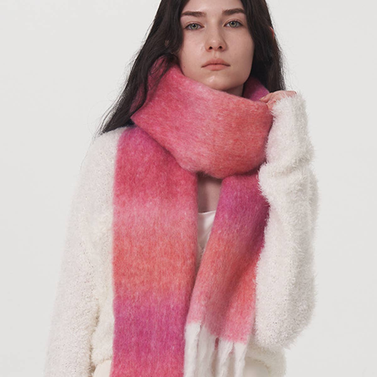 Gradient Wool Scarf for Women-Luxury Winter Warmth