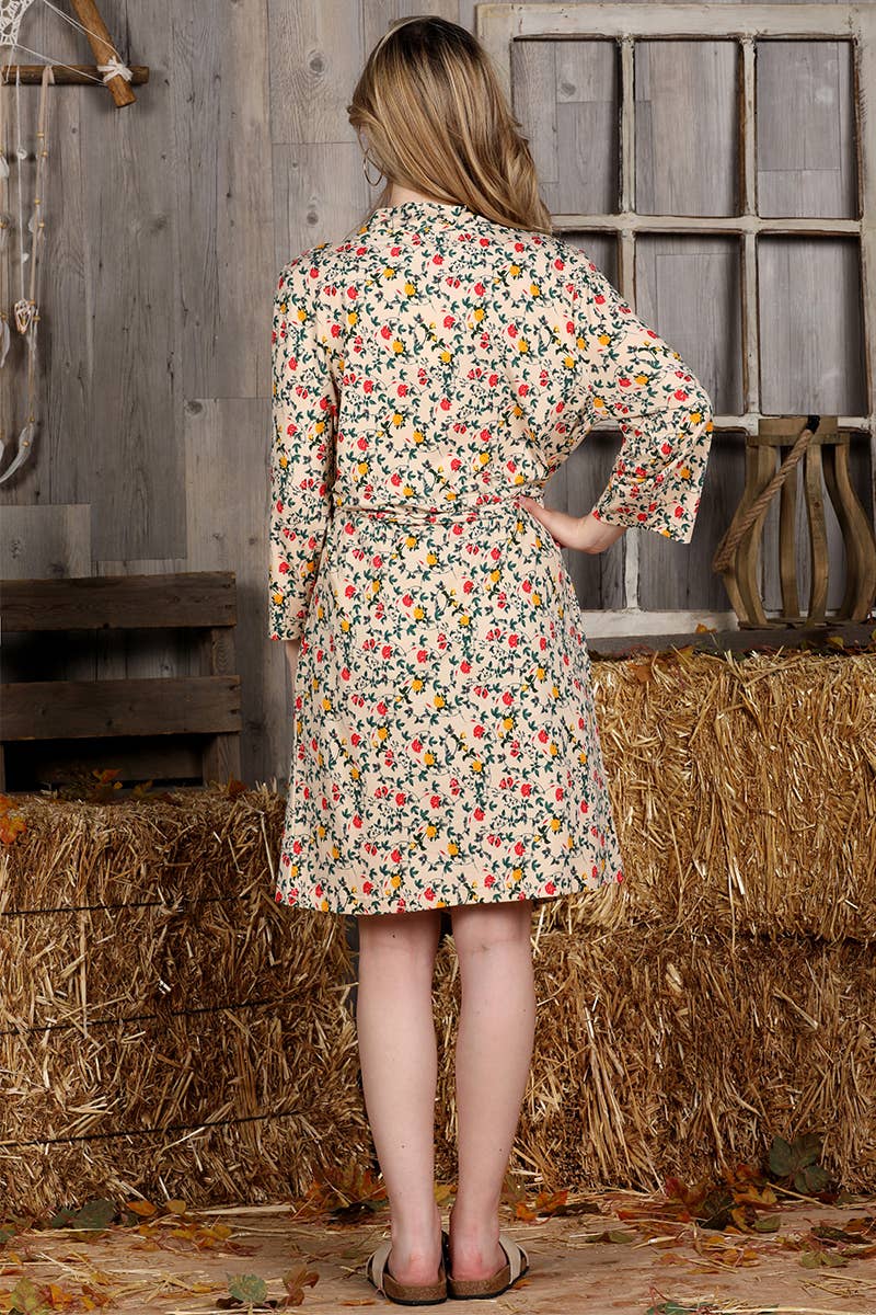 CWOCAL543_Short Robe Soft Sleepwear Pajamas