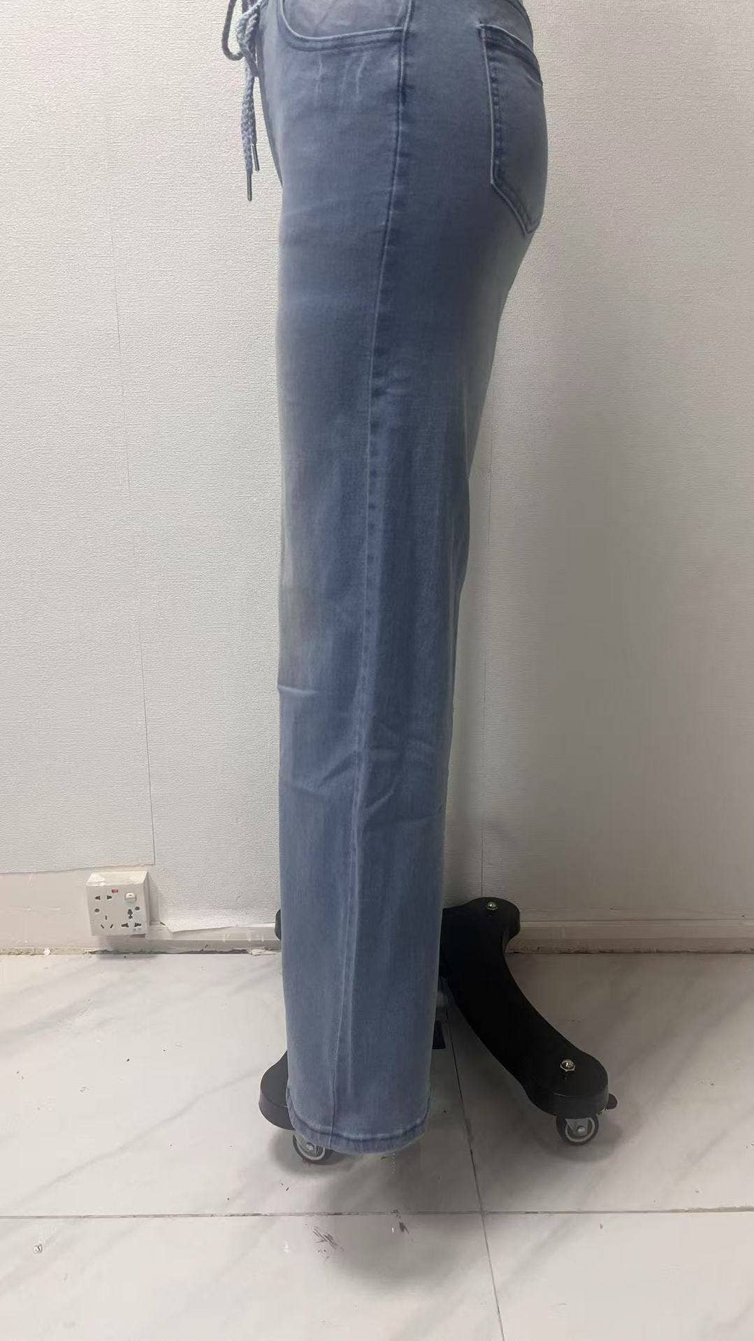 Lace-up waist-cinching straight-leg trousers
