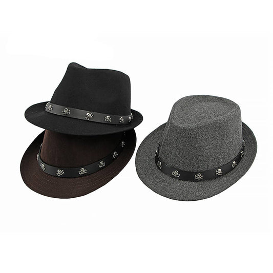 NEW AUTUMN HIP-HOP SKULL RIVET BELT JAZZ HAT_CWAH1912