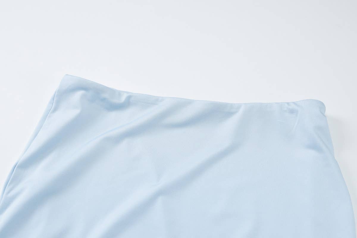 One-shoulder top mesh fabric patchwork skirt set