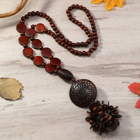 COCONUT SHELL WOOD MULTI-LAYER NECKLACE
