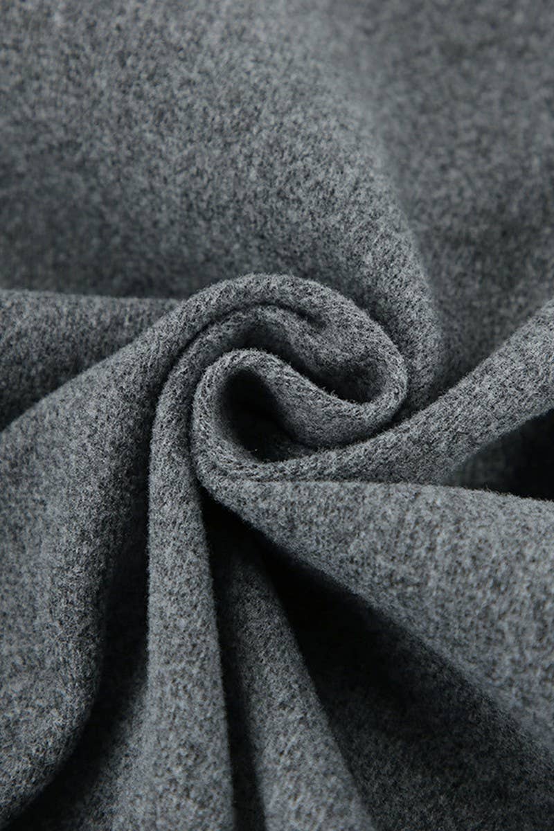 CWOCO1115_GREY SHORT WOOLEN COAT WITH SMALL STAND COLLAR