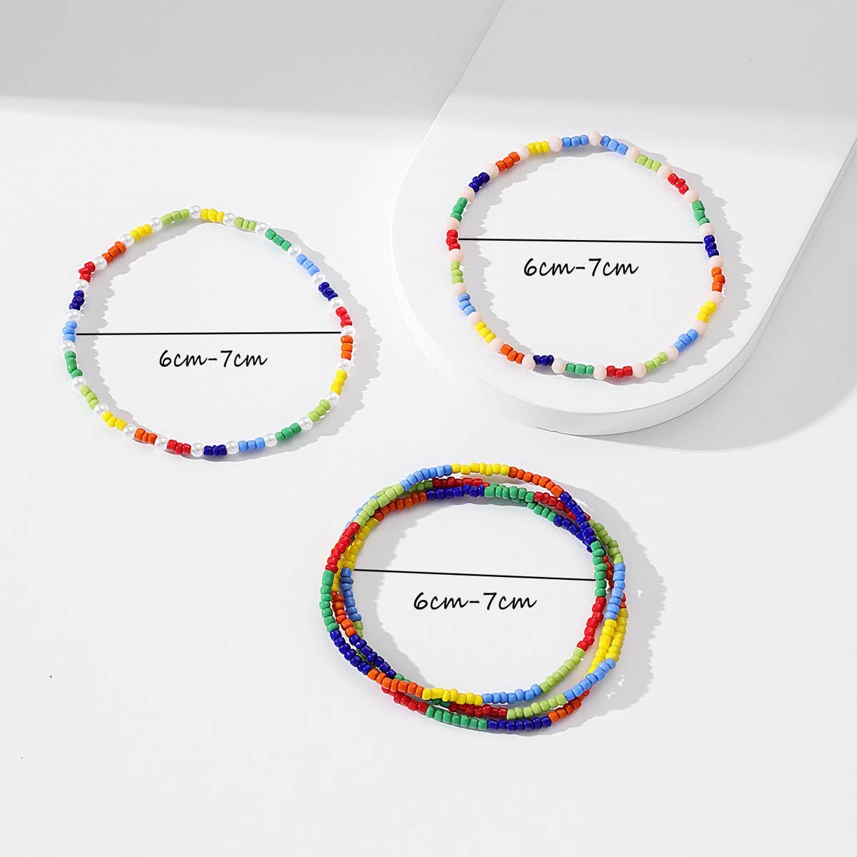 Boho Beaded Anklet Set ??Crystal & Glass Beads_CWMM6354