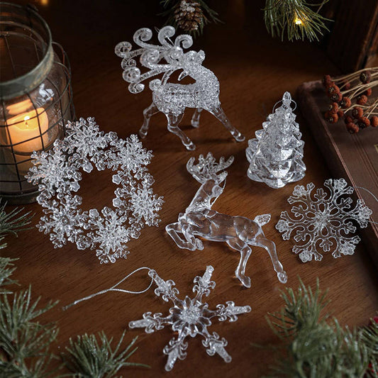 Clear Acrylic Christmas Tree Ornament with Glitter