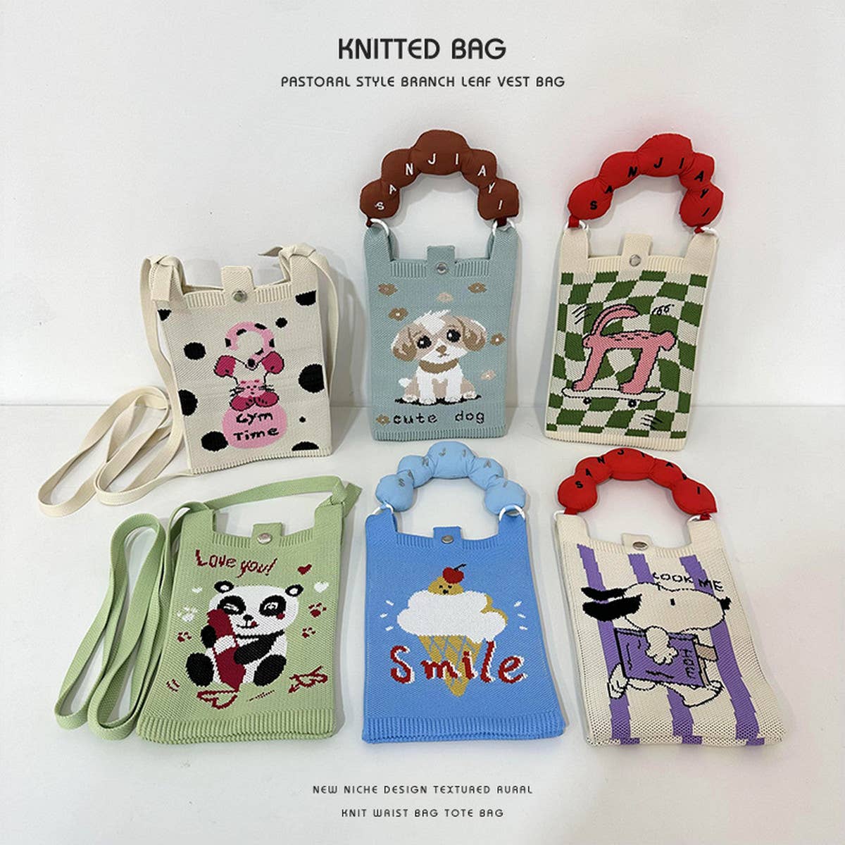 NEW STYLE CARTOON PUPPY KNITTED CROSSBODY BAG_CWAB2382