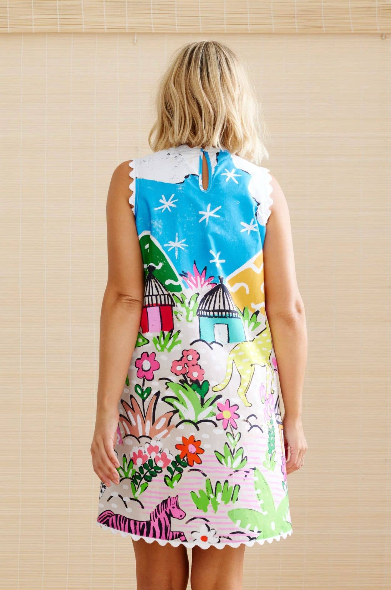 Personalized linen oil painting printed dress