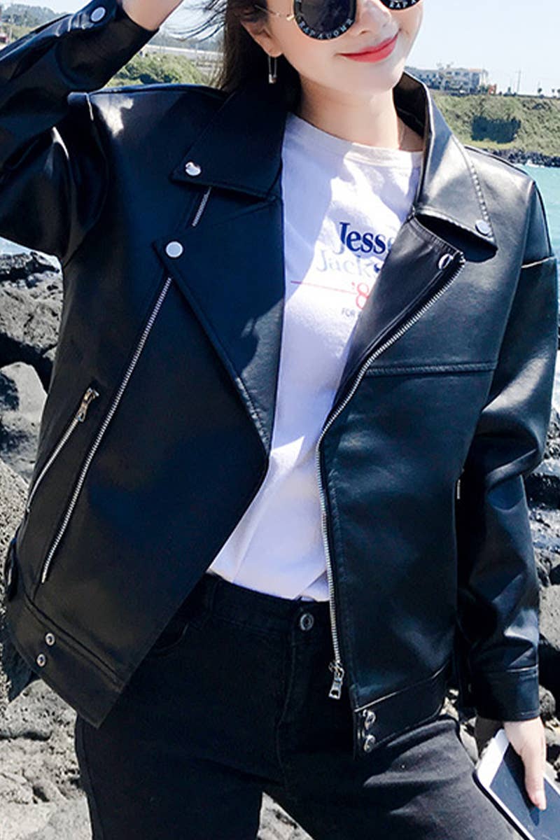 CWOBL00212_LOOSE MOTORCYCLE FASHION VERSATILE LEATHER JACKET