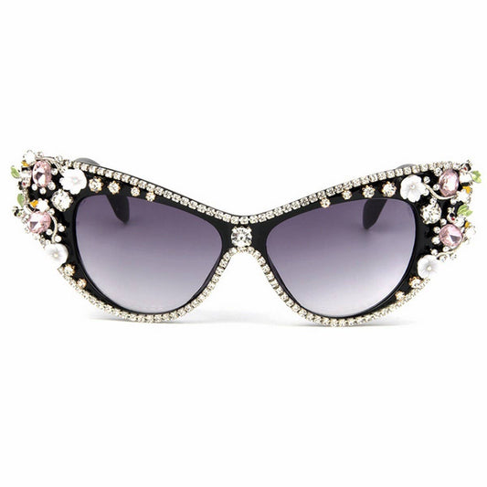 VINTAGE DIAMOND JEWELRY CAT'S EYE SUNGLASSES