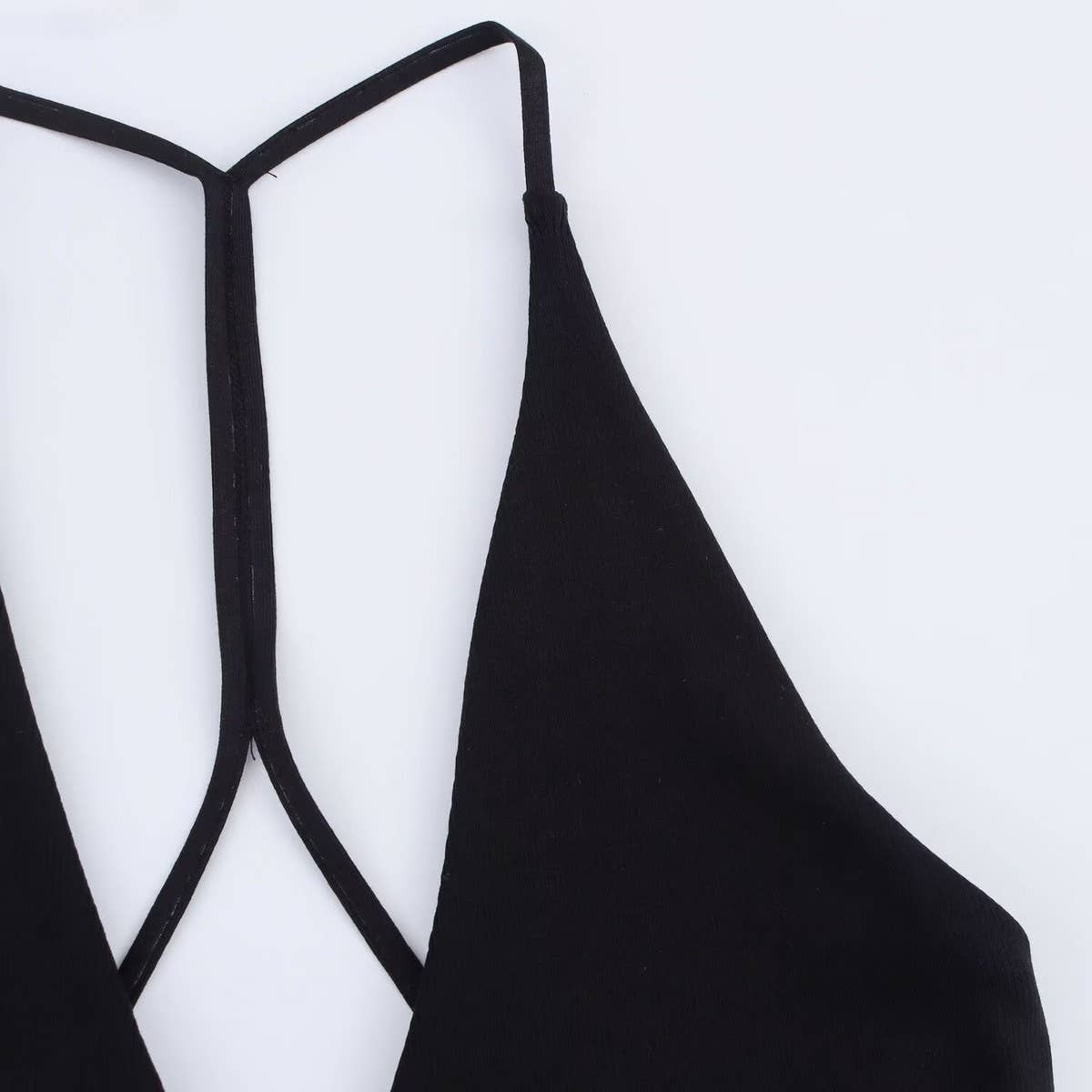 Solid Color V-Neck Halter Patchwork Dress_CWDHL0984