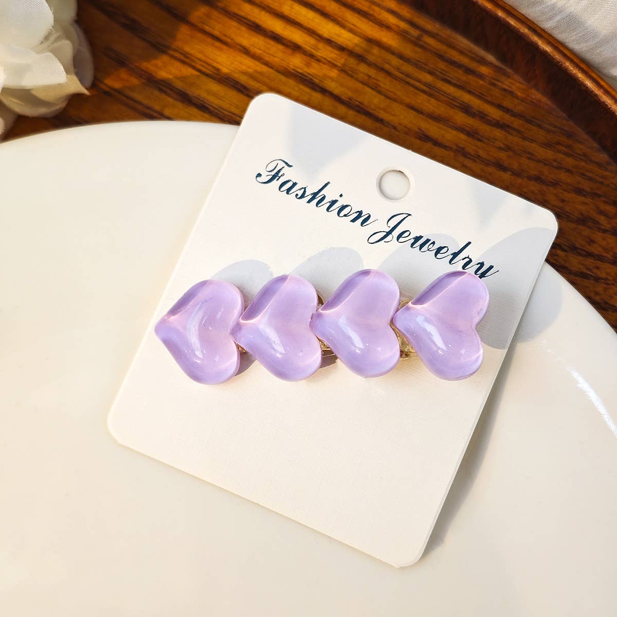 Colorful ice glitter pink heart-shaped hair clip