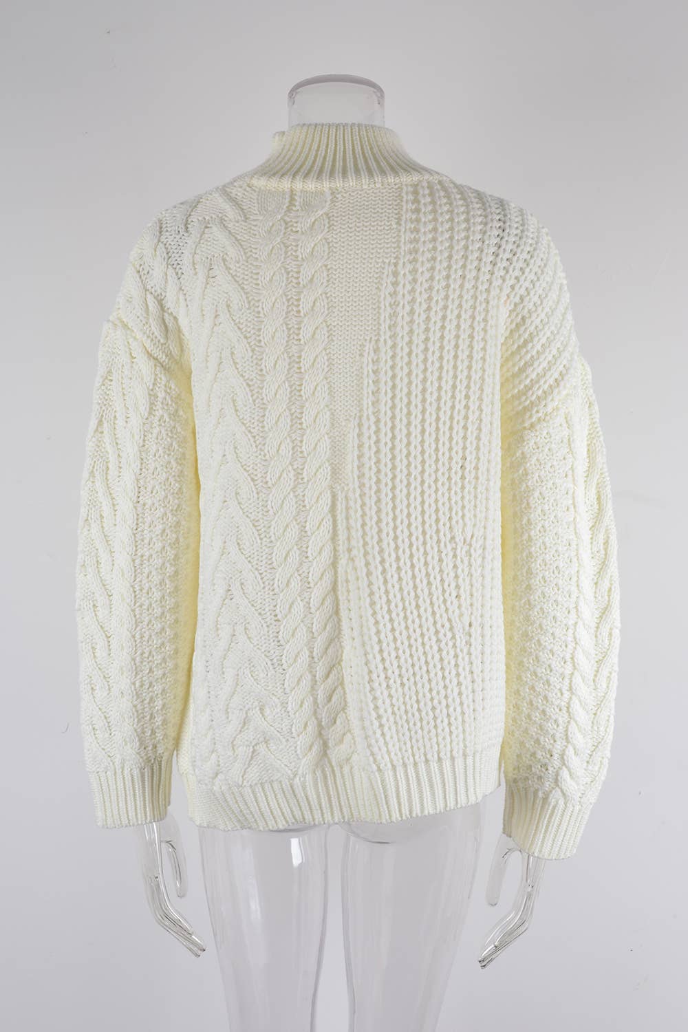 TWIST KNIT HALF TURTLENECK SOLID COLOR SWEATER