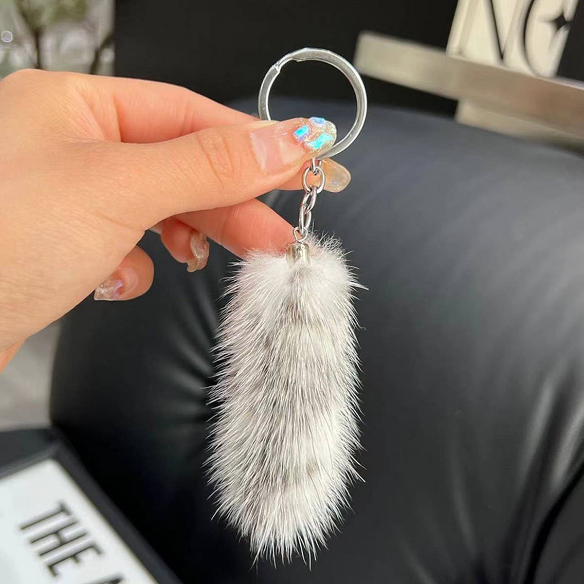 MINI CUTE PLUSH TAIL CAR KEYCHAIN BAG PENDANT