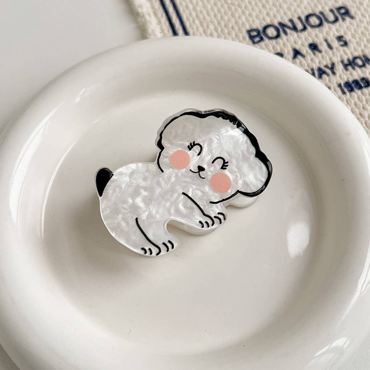 French Cartoon Dog Hair Claw, Cute Puppy Mini Clip