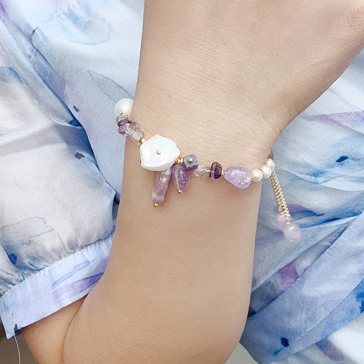 NATURAL STONE PEARL FRENCH NECKLACE BRACELET